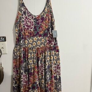 Purple and Pink Pleated Midi Sundress size L   H-24
